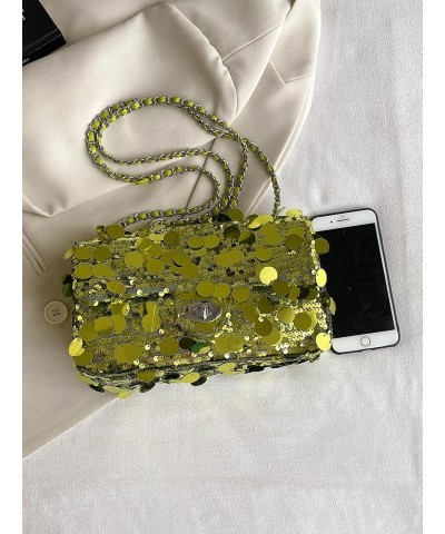 Women's Y2K Glitter Flip Chain Clutch Purse Prom Bags Strap Square Handbags Shoulder Bag for Evening Party Green $17.88 Shoul...