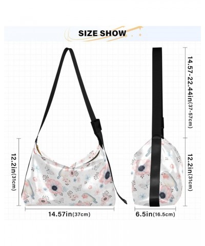 Large Crossbody Bag Bird Butterfly Flowers PU Leather Shoulder Bag for Women Girls $18.80 Crossbody Bags