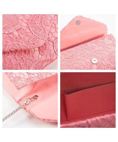 Women's Clutch with Lace Evening Bag, Square Envelope Handbags for Bride in Wedding Party Light Pink $11.95 Evening Bags