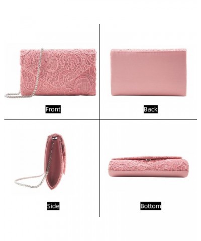 Women's Clutch with Lace Evening Bag, Square Envelope Handbags for Bride in Wedding Party Light Pink $11.95 Evening Bags