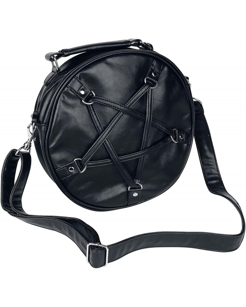 Pentagram Handbag Round - Gothic Crossbody Purse - Black Faux Leather Bag $17.98 Shoulder Bags