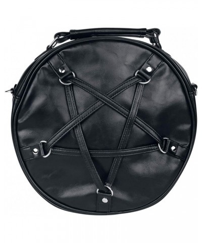 Pentagram Handbag Round - Gothic Crossbody Purse - Black Faux Leather Bag $17.98 Shoulder Bags