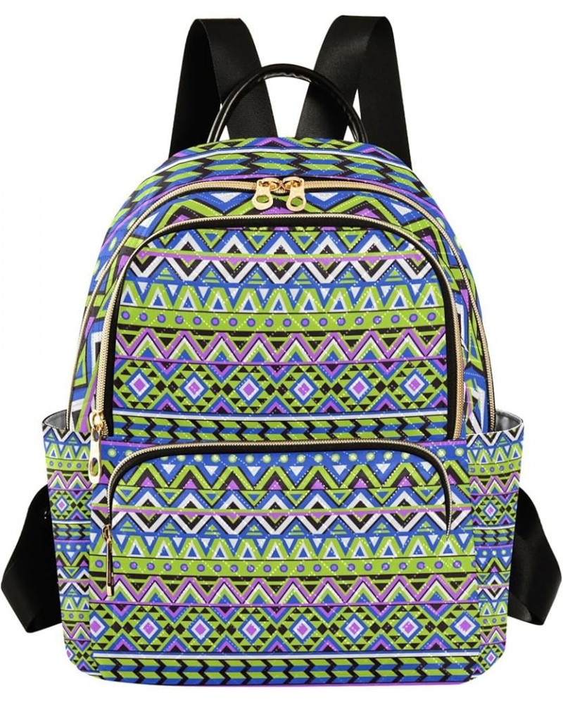 Tribal Geometric Ethnic Stripes Colorful Backpack Purse for Women, Anti Theft Backpack Lightweight Small Travel Backpack Shou...