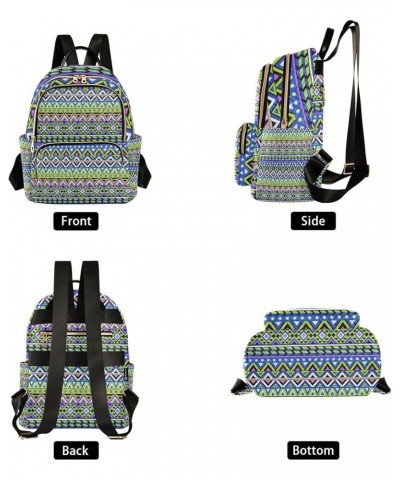 Tribal Geometric Ethnic Stripes Colorful Backpack Purse for Women, Anti Theft Backpack Lightweight Small Travel Backpack Shou...