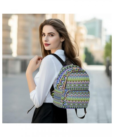 Tribal Geometric Ethnic Stripes Colorful Backpack Purse for Women, Anti Theft Backpack Lightweight Small Travel Backpack Shou...