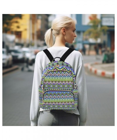 Tribal Geometric Ethnic Stripes Colorful Backpack Purse for Women, Anti Theft Backpack Lightweight Small Travel Backpack Shou...