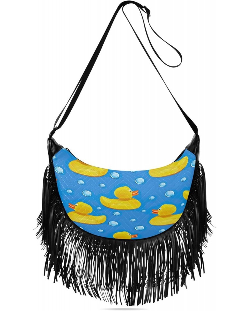 Purses for Moms Fringe Crossbody Bags for Ladies Trendy Shoulder Bag Cute Yellow Rubber Ducks Ducklings Soap $12.18 Crossbody...