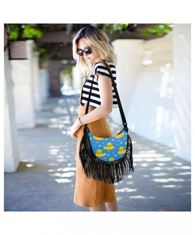 Purses for Moms Fringe Crossbody Bags for Ladies Trendy Shoulder Bag Cute Yellow Rubber Ducks Ducklings Soap $12.18 Crossbody...