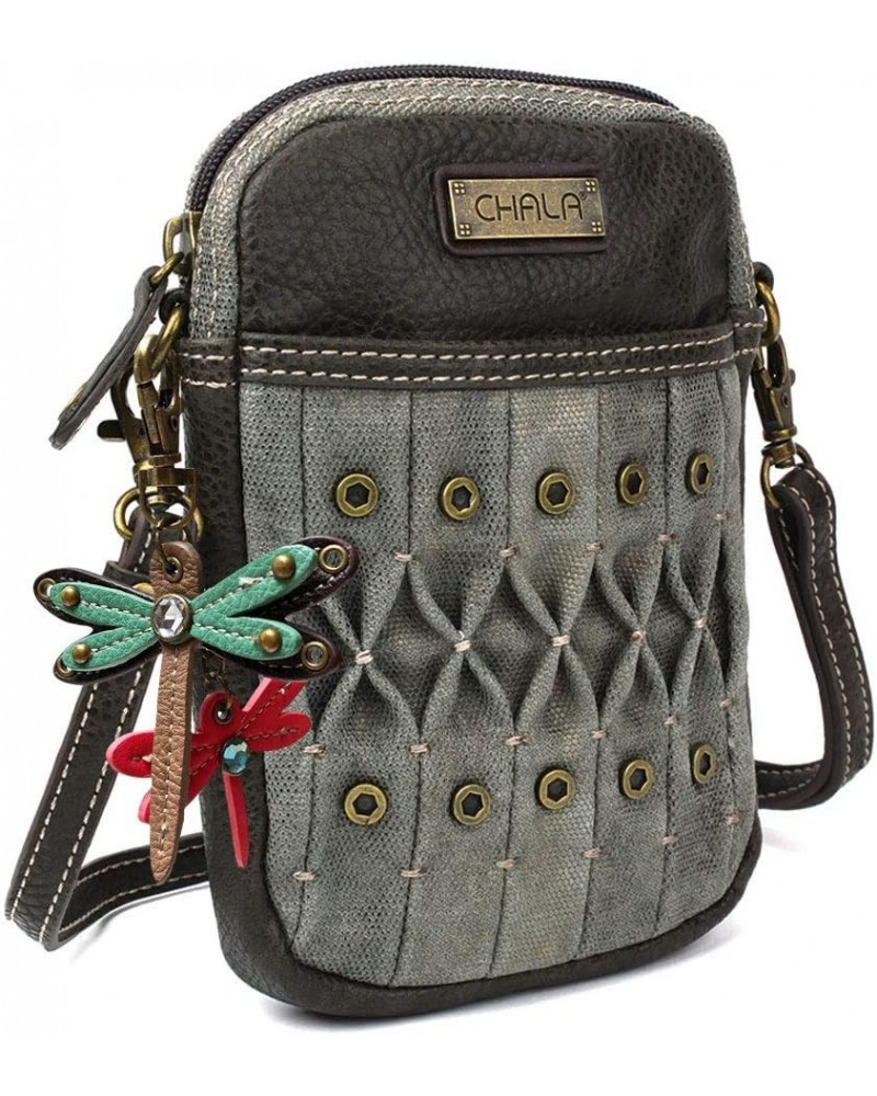 Crossbody Cell Phone Purse | Women's Wristlet Handbags with Adjustable Strap Origami Grey _ Teal Dragonfly $18.69 Wristlets