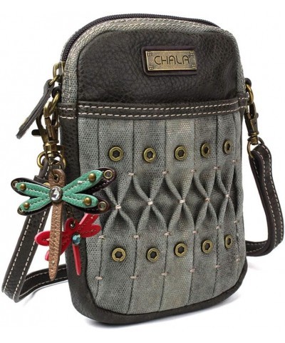 Crossbody Cell Phone Purse | Women's Wristlet Handbags with Adjustable Strap Origami Grey _ Teal Dragonfly $18.69 Wristlets