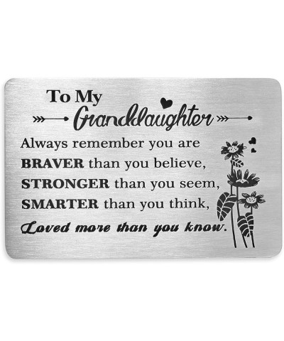 Granddaughter Gifts Engraved Metal Wallet Inserts Card Inspirational Granddaughters Gift from Grandma Graduation Birthday Car...