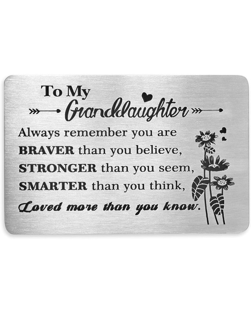 Granddaughter Gifts Engraved Metal Wallet Inserts Card Inspirational Granddaughters Gift from Grandma Graduation Birthday Car...