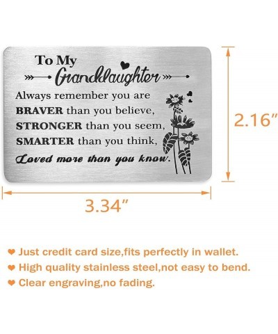 Granddaughter Gifts Engraved Metal Wallet Inserts Card Inspirational Granddaughters Gift from Grandma Graduation Birthday Car...