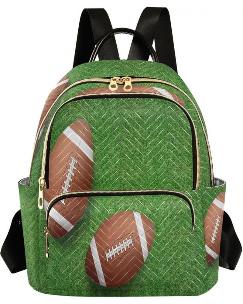 Football Ball Grass Green Women Backpack Purse Ladies Fashion Shoulder Bag Daypack Travel Bag 7.5L Small $17.04 Backpacks