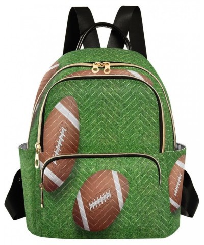 Football Ball Grass Green Women Backpack Purse Ladies Fashion Shoulder Bag Daypack Travel Bag 7.5L Small $17.04 Backpacks