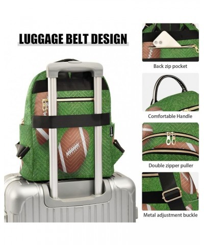 Football Ball Grass Green Women Backpack Purse Ladies Fashion Shoulder Bag Daypack Travel Bag 7.5L Small $17.04 Backpacks