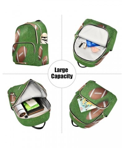 Football Ball Grass Green Women Backpack Purse Ladies Fashion Shoulder Bag Daypack Travel Bag 7.5L Small $17.04 Backpacks