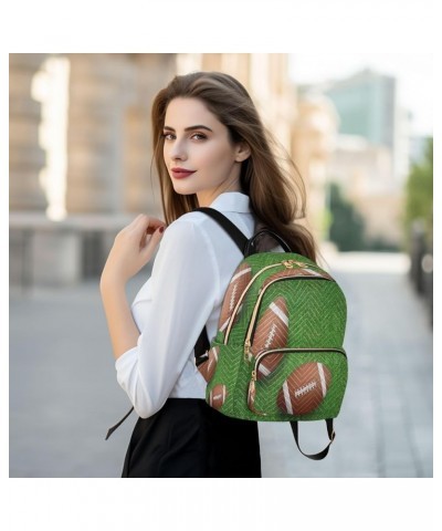 Football Ball Grass Green Women Backpack Purse Ladies Fashion Shoulder Bag Daypack Travel Bag 7.5L Small $17.04 Backpacks