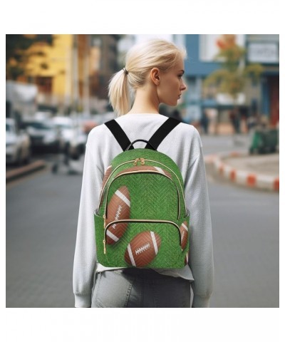 Football Ball Grass Green Women Backpack Purse Ladies Fashion Shoulder Bag Daypack Travel Bag 7.5L Small $17.04 Backpacks