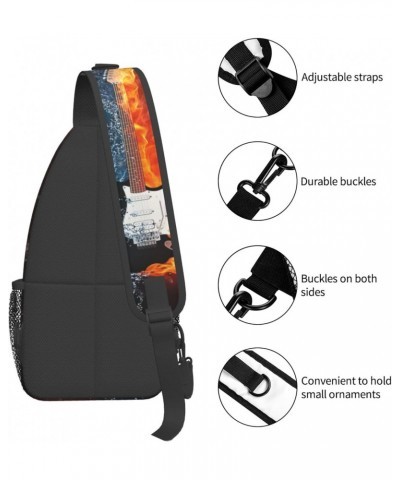 Fire Water Music Guitar Sling Bag For Women Men Crossbody Bag Travel Hiking Casual Daypack Sling Backpack Purse Chest Bag Sho...