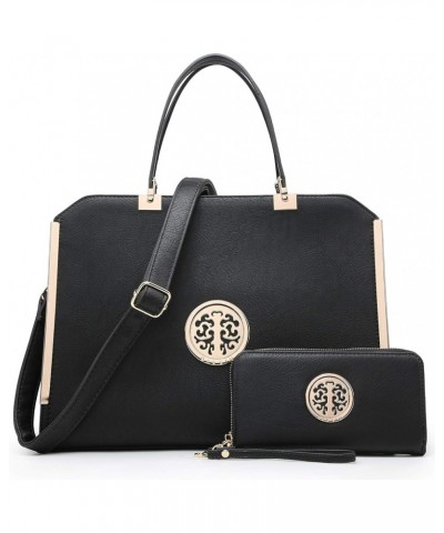 Women Purses and Handbags Top Handle Satchel Bags Large Shoulder Work Bag Tote with Wallet Black $15.99 Totes