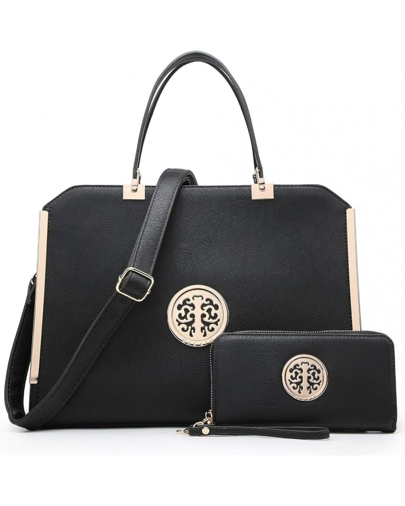 Women Purses and Handbags Top Handle Satchel Bags Large Shoulder Work Bag Tote with Wallet Black $15.99 Totes