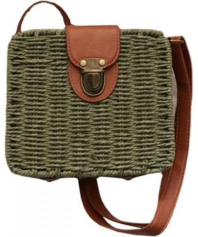 Straw Tote Bag Woven Handbag Rattan Wicker Shoulder Crossbody Bag Imitation Bamboo Handle for Women Summer Beach B-army Green...