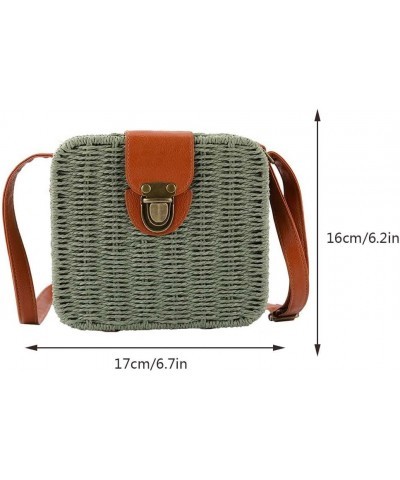 Straw Tote Bag Woven Handbag Rattan Wicker Shoulder Crossbody Bag Imitation Bamboo Handle for Women Summer Beach B-army Green...