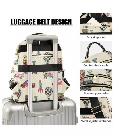 Women Backpack Truck Air Balloon Rocket Anti-Theft Travel Backpack with Luggage Belt Lightweight Handbag Lady Purse Roomy Dou...