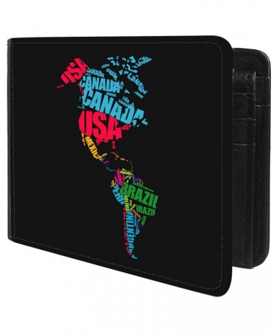 Unique Desige Pattern - Typographical Map of America, Slim Front Pocket Wallet Billfold RFID Blocking $10.00 Wallets