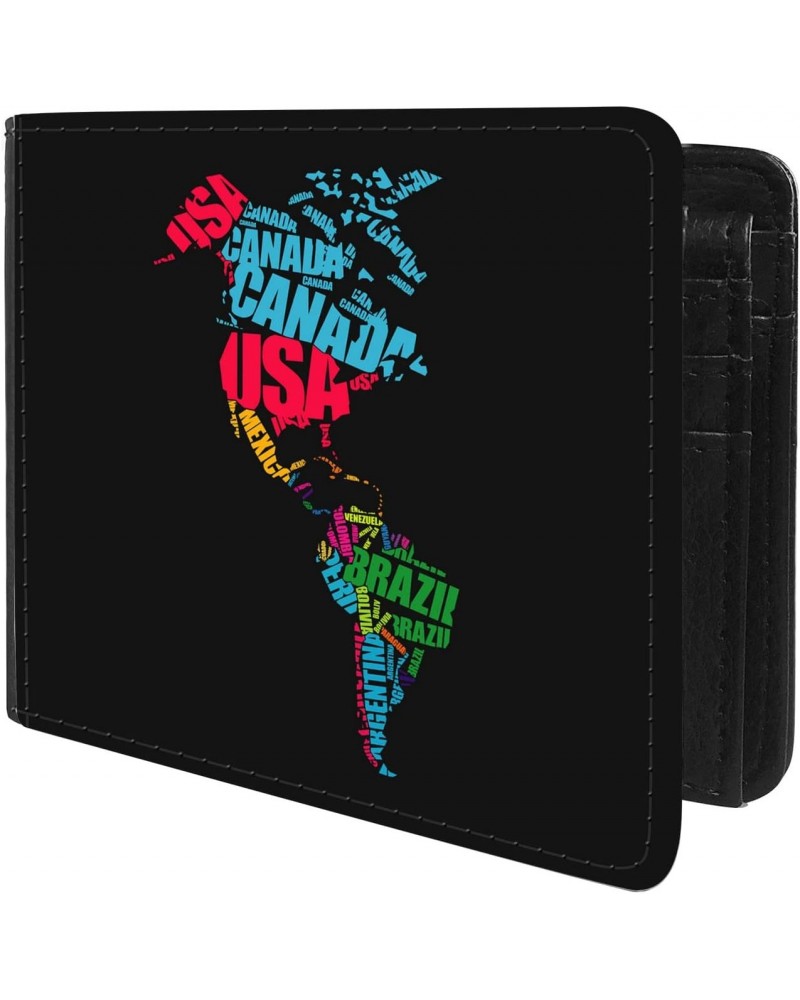 Unique Desige Pattern - Typographical Map of America, Slim Front Pocket Wallet Billfold RFID Blocking $10.00 Wallets