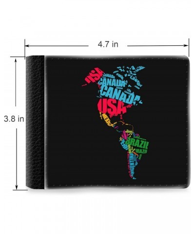 Unique Desige Pattern - Typographical Map of America, Slim Front Pocket Wallet Billfold RFID Blocking $10.00 Wallets