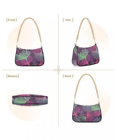 Line Colorful Leaves Shoulder Bags for Women Crossbody Bags Tote Handbag Stylish Clutch Purse with Chain Strap 7.1x11x2.8 in ...