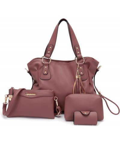 Handbags for Women Large Bucket Shoulder Bag Faux Leather Hobo bag Ladies Crossbody Bag 3pcs Purse Set Q-rosered $28.82 Totes