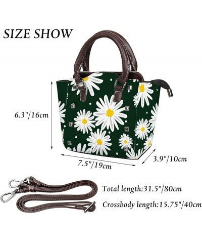 Women Handbags PU Leather Women Shoulder Bags White Daisies Seamless Ladies Crossbody Satchel Bags Purse for Women Daisy in D...