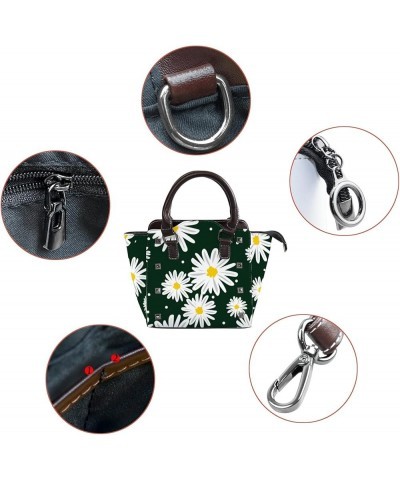 Women Handbags PU Leather Women Shoulder Bags White Daisies Seamless Ladies Crossbody Satchel Bags Purse for Women Daisy in D...