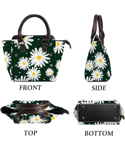 Women Handbags PU Leather Women Shoulder Bags White Daisies Seamless Ladies Crossbody Satchel Bags Purse for Women Daisy in D...