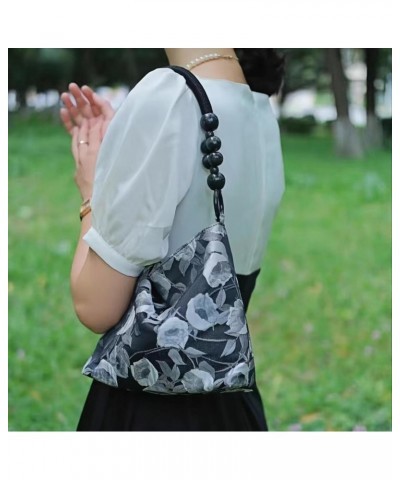 Retro White Rose Shoulder Bag for Women Trendy, Fabric Tote Bag, Trendy Shoulder Purse Handbag, Y2K Bag, for Lady Valentine's...