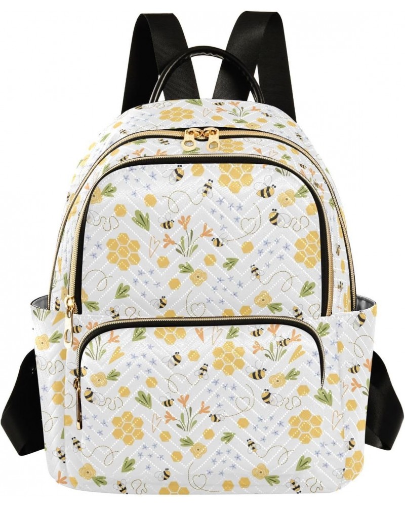 Bee Honey Fashion Backpack Purse for Women Multipurpose Casual Daypack with Multi Pockets & Secured Zipper Stylish Backpack f...