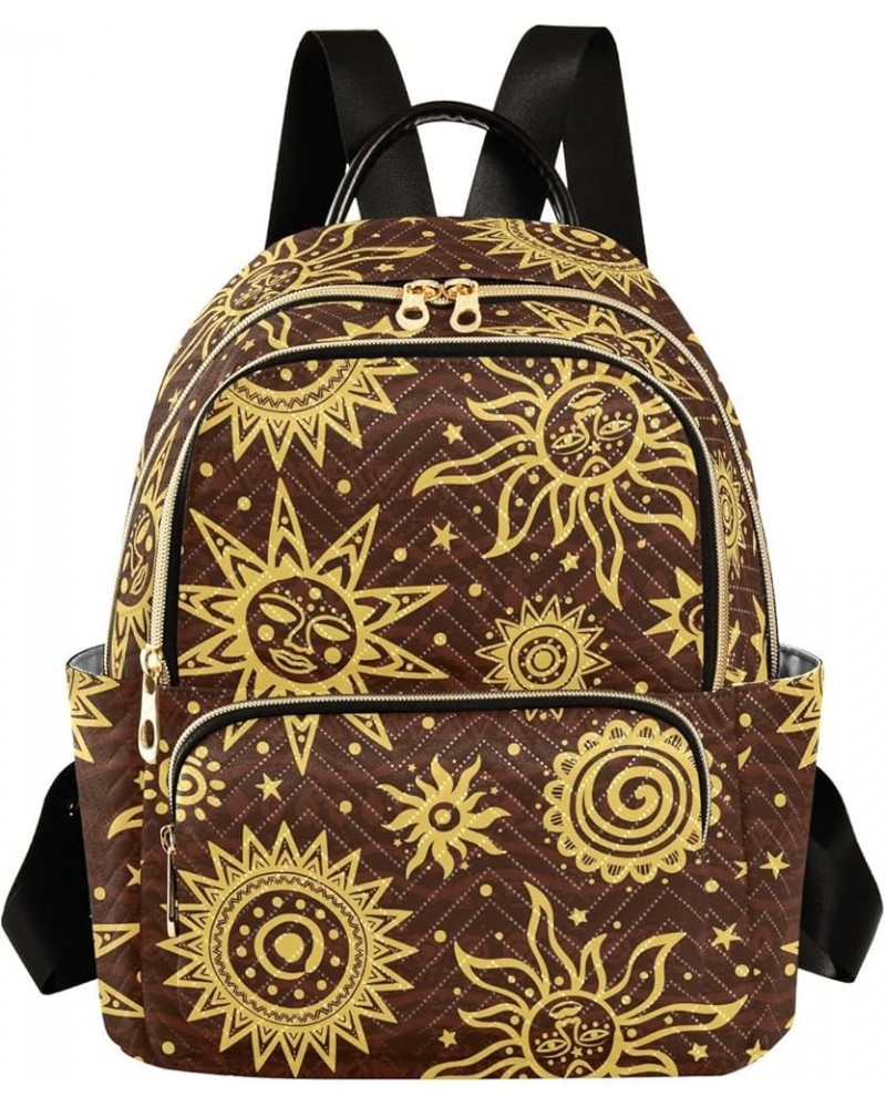 Mystical Boho Sun Moon Eyes Backpack Purse for Women Lightweight Back Pack Casual Daypack Travel Shoulder Bag Bookbag - S Sma...