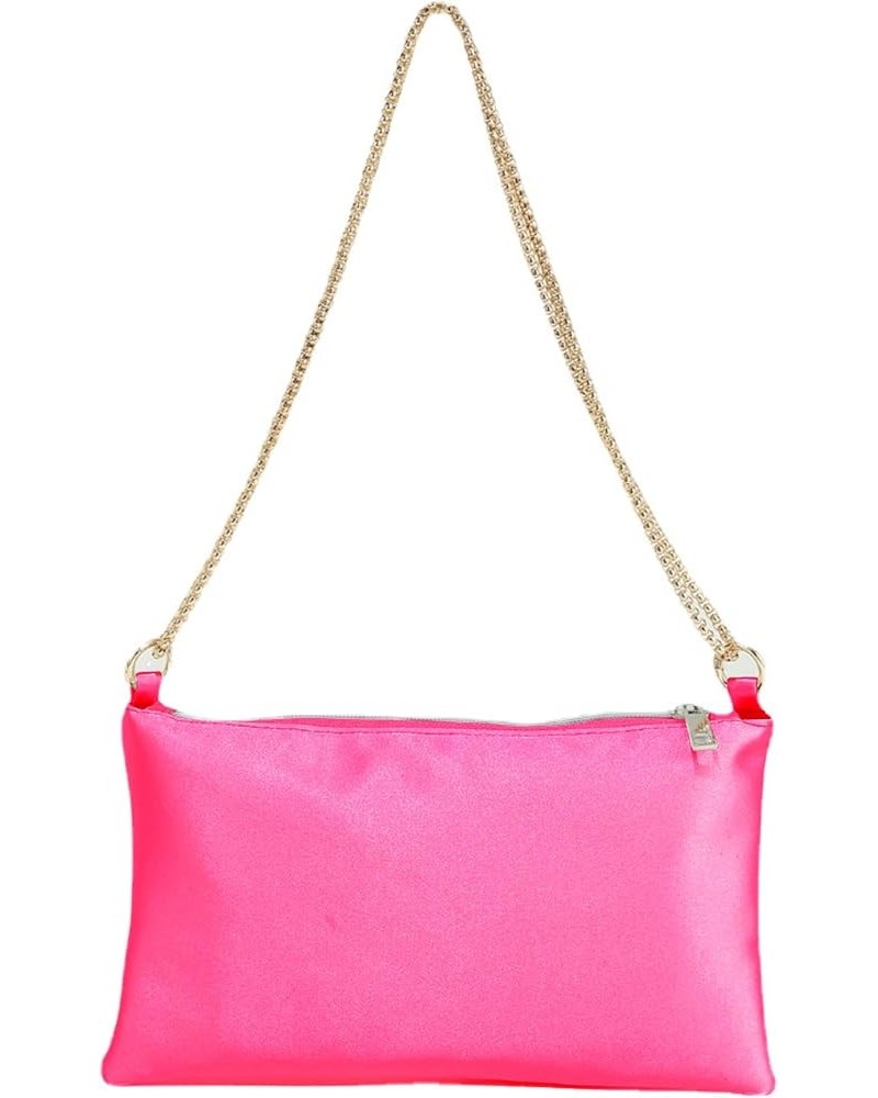 Satin Bag Evening Bag Purses for Women Trendy Shoulder Bag Silver Clutch Y2k Purse 2000s Rose Red $13.99 Evening Bags