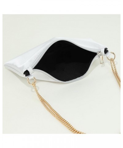 Satin Bag Evening Bag Purses for Women Trendy Shoulder Bag Silver Clutch Y2k Purse 2000s Rose Red $13.99 Evening Bags