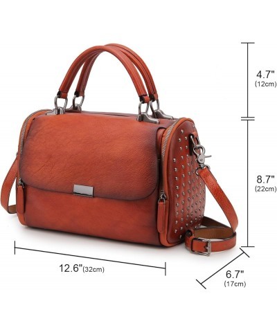 Genuine Leather Handbags Purses For Women Satchel Shoulder Bag Ladies Crossbody Tote Bags Brown $70.03 Totes