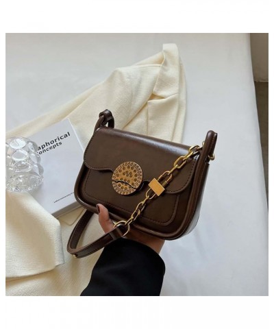 Retro Small Bag Women's One Shoulder Underarm Bag Versatile Crossbody Small Square Bag Coffee $35.63 Totes