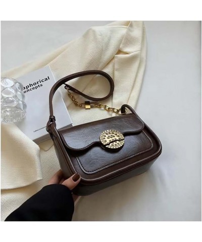 Retro Small Bag Women's One Shoulder Underarm Bag Versatile Crossbody Small Square Bag Coffee $35.63 Totes