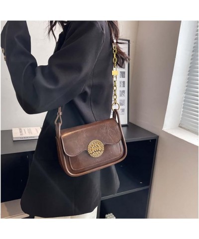 Retro Small Bag Women's One Shoulder Underarm Bag Versatile Crossbody Small Square Bag Coffee $35.63 Totes