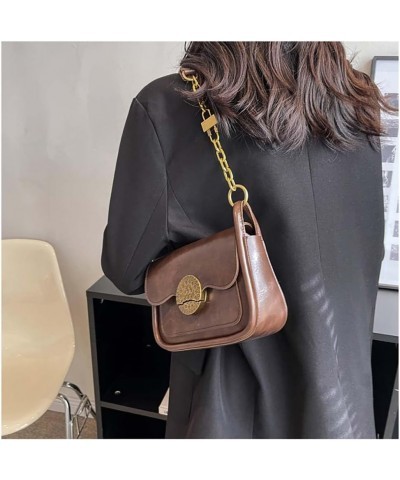 Retro Small Bag Women's One Shoulder Underarm Bag Versatile Crossbody Small Square Bag Coffee $35.63 Totes