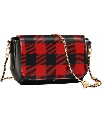 Christmas Crossbody Handbag Retro Buffalo Plaid PU Leather Shoulder Bag Sturdy Travel Pouch Compact Chic Bag for Women Everyd...