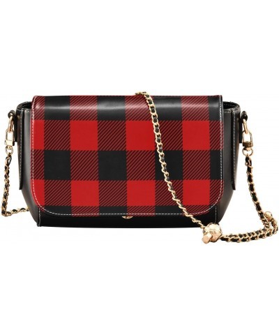 Christmas Crossbody Handbag Retro Buffalo Plaid PU Leather Shoulder Bag Sturdy Travel Pouch Compact Chic Bag for Women Everyd...