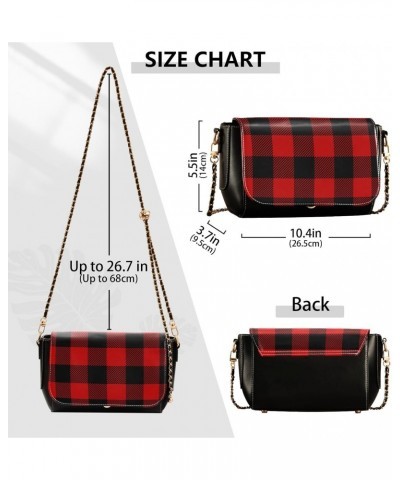 Christmas Crossbody Handbag Retro Buffalo Plaid PU Leather Shoulder Bag Sturdy Travel Pouch Compact Chic Bag for Women Everyd...